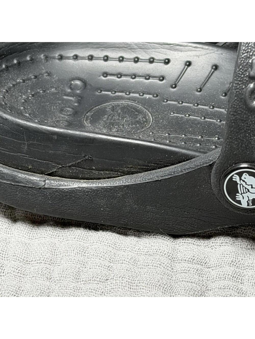 Crocs Patricia Womens Black Wedge Sandal Strappy Slip On Slides Sz 8 - Picture 5 of 9